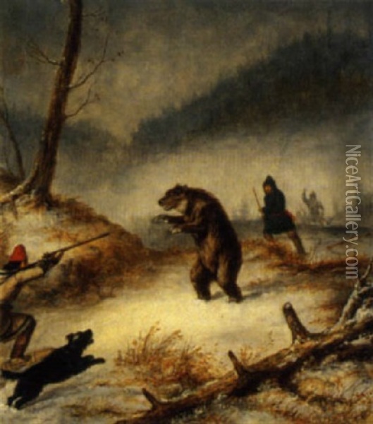 The Bear Hunt Oil Painting - Cornelius David Krieghoff