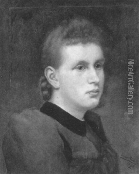 Portrait Einer Jungen Blonden Frau Oil Painting - Louise Ruedisuehli