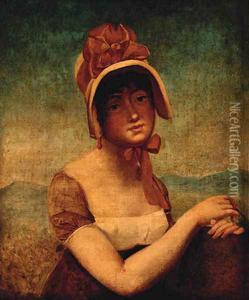 Portrait Of A Young Lady, Bust-Length, Wearing A Bonnet Oil Painting - Victorie Vaudreuil