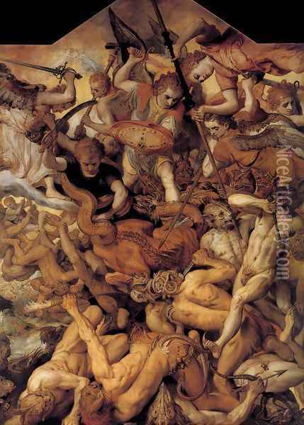 The Fall of the Rebellious Angels 1554 Oil Painting - Frans, the elder Floris