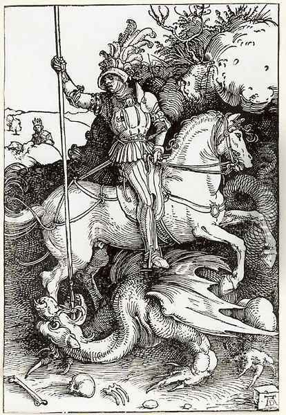 St. George killing the Dragon Oil Painting - Albrecht Durer