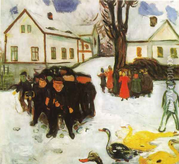 The Village Street Oil Painting - Edvard Munch
