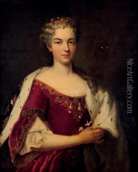 Portrait De Marie Leszcynska Oil Painting - Louis-Michel Van Loo