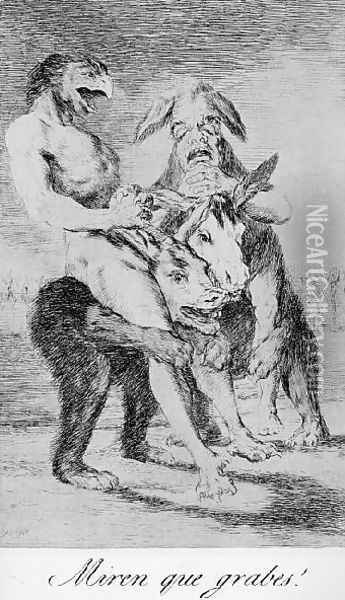 Caprichos Plate 63 Look How Solemn They Are Oil Painting - Francisco De Goya y Lucientes
