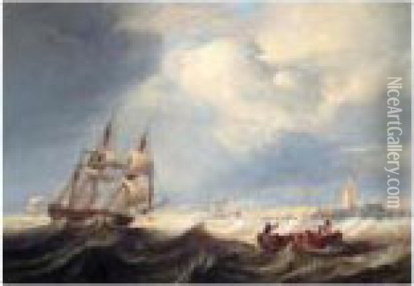 Returning To Safe Harbour Oil Painting - John Wilson Carmichael
