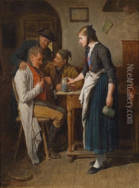 Die Neue Weste Oil Painting - Friedrich Ritter von Malheim Friedlaender