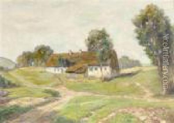 View On A Farm Oil Painting - Franz August Schubert