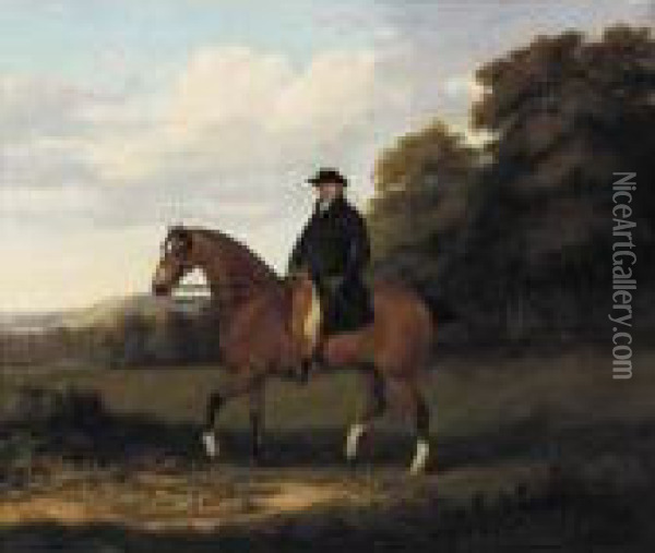A Gentleman And His Bay Hack Oil Painting - John Nost Sartorius