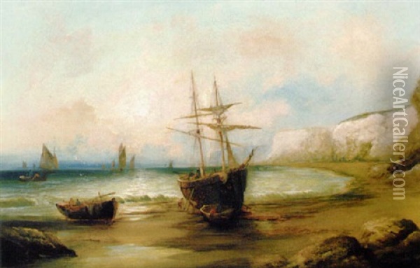 Schiffe Am Strand Oil Painting - William Trost Richards
