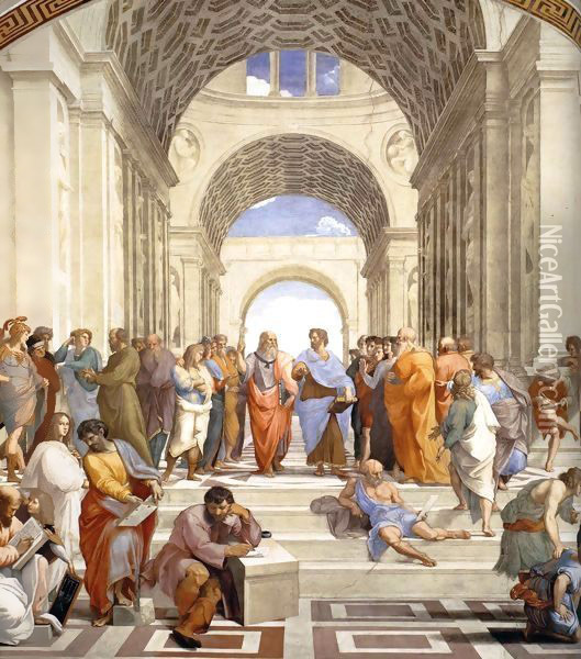 The School of Athens (detail) Oil Painting - Raphael