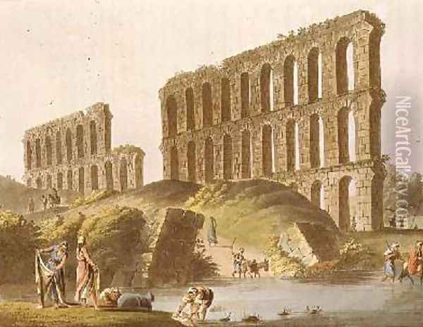Ruins of the Grand Aqueduct of Ancient Carthage plate 23 from Views in the Ottoman Empire Oil Painting - Luigi Mayer