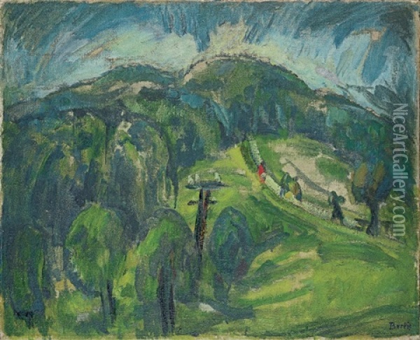 Bergige Landschaft Mit Telegraphenmast Oil Painting - Rudiger Berlit