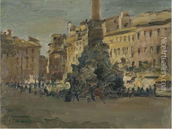 Roma, Piazza Navona Oil Painting - Erma Zago