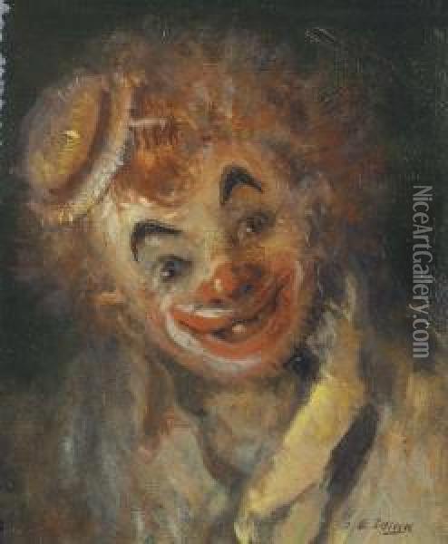 Clown's Head Oil Painting - Everett Shinn