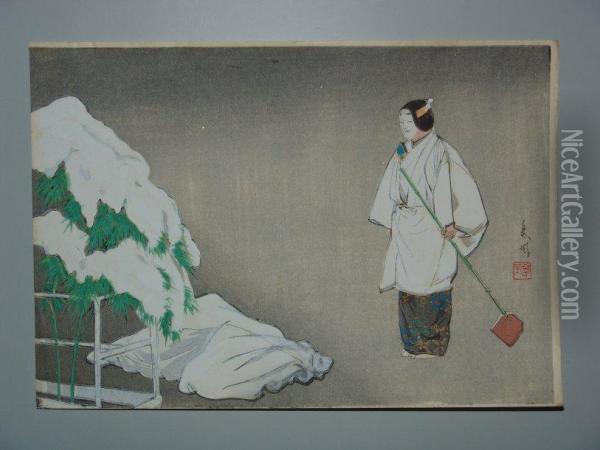 Scenes Du Theatre No Oil Painting - Terazaki Kogyo