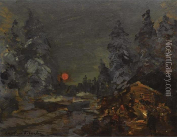 The Camp Fire Oil Painting - Konstantin Alexeievitch Korovin