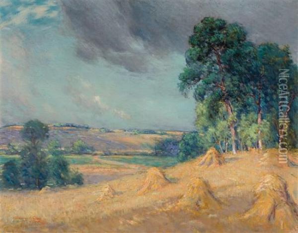 Haystacks In A Landscape Oil Painting - Dawson Dawson-Watson
