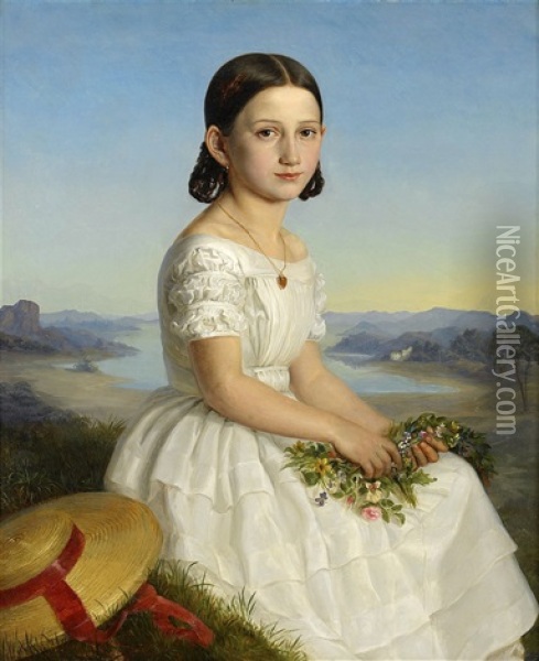 Portratt Forestallande En Ung Lilly Von Ehrenclou Oil Painting - Amalia Lindegren