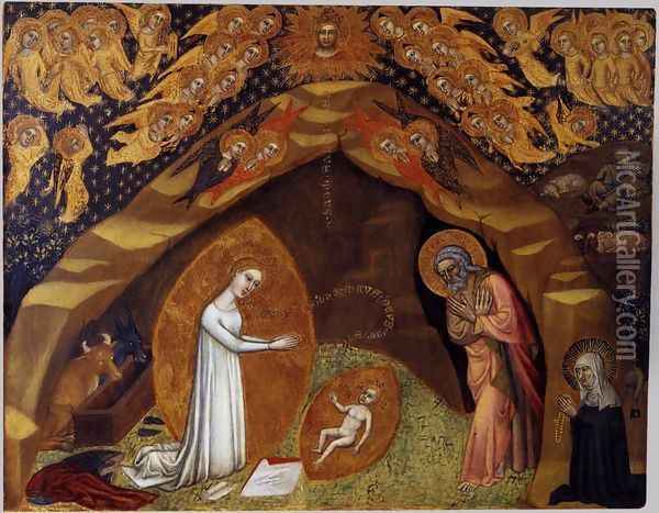 St Bridget and the Vision of the Nativity after 1372 Oil Painting - Niccolo Di Tommaso