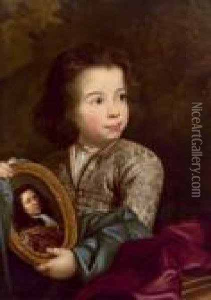 Ritratto Di Bambino Con Un Medaglione Ritratto Fra Le Mani Oil Painting - Nicolaes Maes
