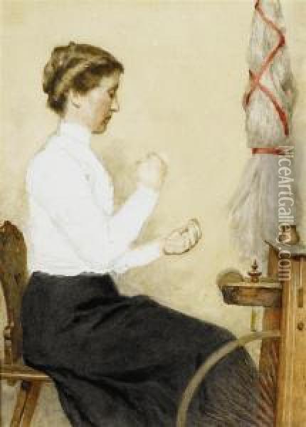 Portrait Of Madame Beer De Gampelen Oil Painting - Albert Anker