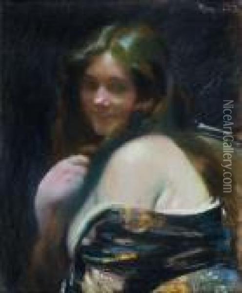 Portrait De Jeune Femme Oil Painting - Paul Albert Besnard