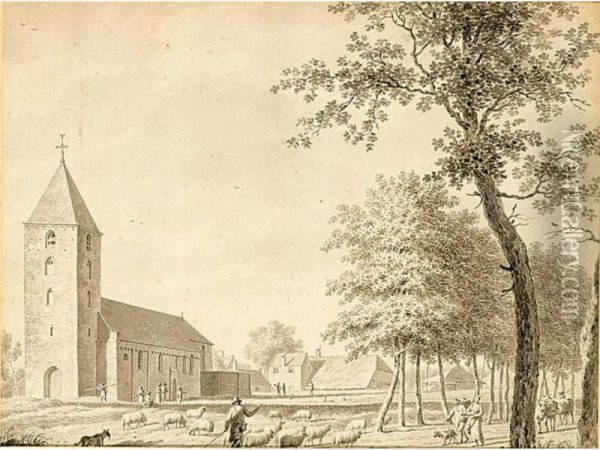 A View Of The Church Of Leusden Oil Painting - Jordanus Hoorn