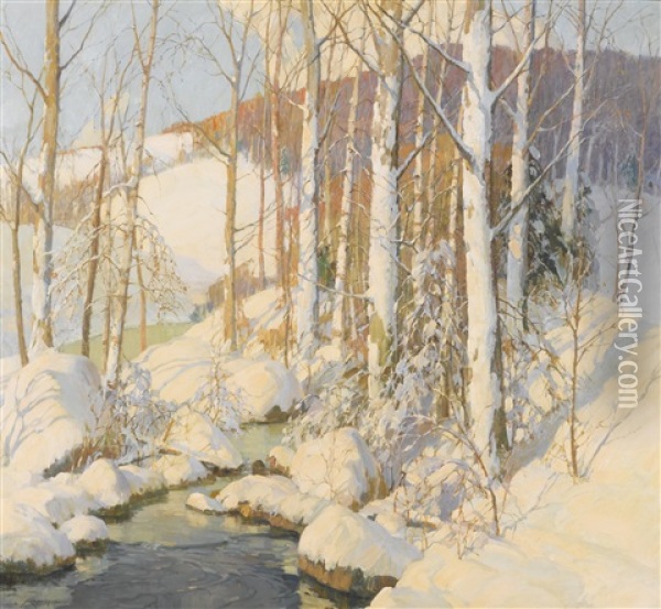 Winter Calm Oil Painting - Frederick J. Mulhaupt