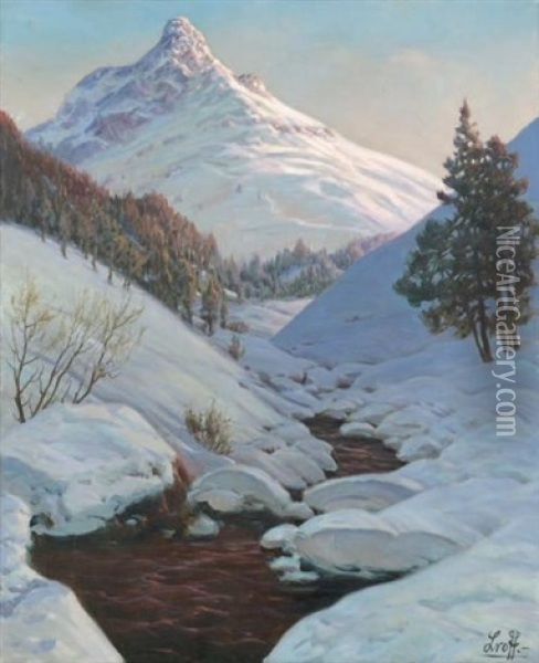 Paysage De Montagne Enneige Oil Painting - Piotr Ivanovitch Lwoff