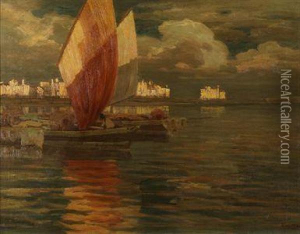 Barche Da Pesca A Grado Oil Painting - Francesco Sartorelli
