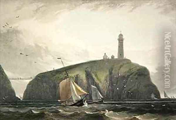 Lighthouse on the South Stack Holyhead Oil Painting - William Daniell RA