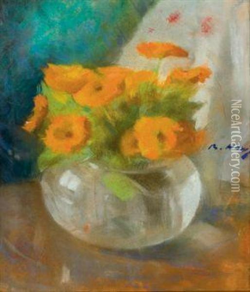 Fleurs Oranges Dans Un Vase Oil Painting - Beatrice Julia How