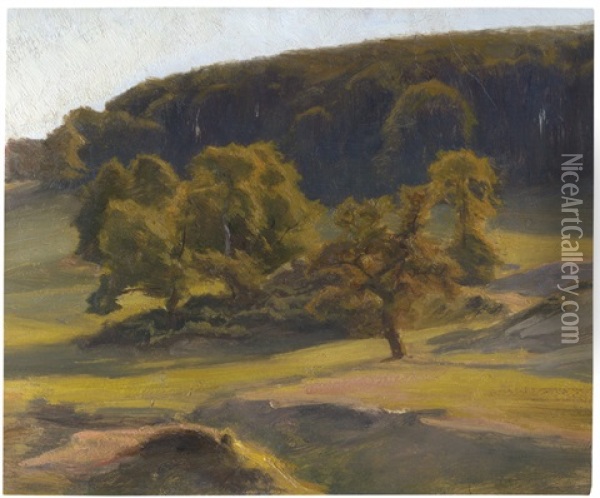 Herbstliche Landschaft Oil Painting - August Bromeis