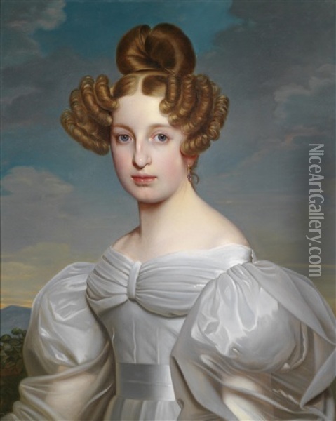 Portrait Der Elise Dorothea Friederike, Freifrau Von Schaezler, Geb. Freifrau Von Susskind Oil Painting - Ernst Joseph Thelott