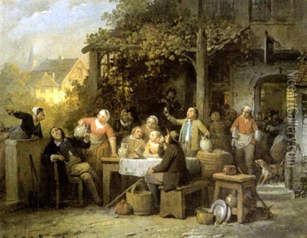 La Fete Flamande Oil Painting - Ferdinand de Braekeleer the Elder