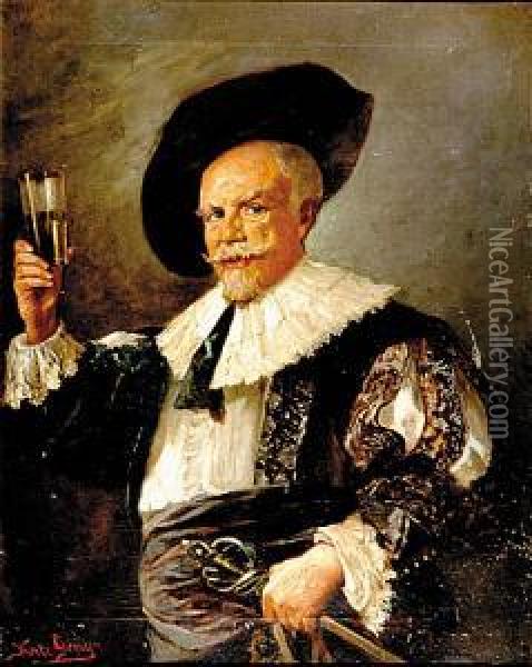 Cavalier Proposing Toast Oil Painting - Frans Hals