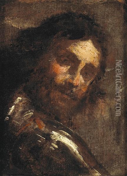 A Study Of A Man Looking Over His Shoulder Oil Painting - Gian Lorenzo Bernini
