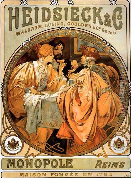 Heidsieck And Co Oil Painting - Alphonse Maria Mucha
