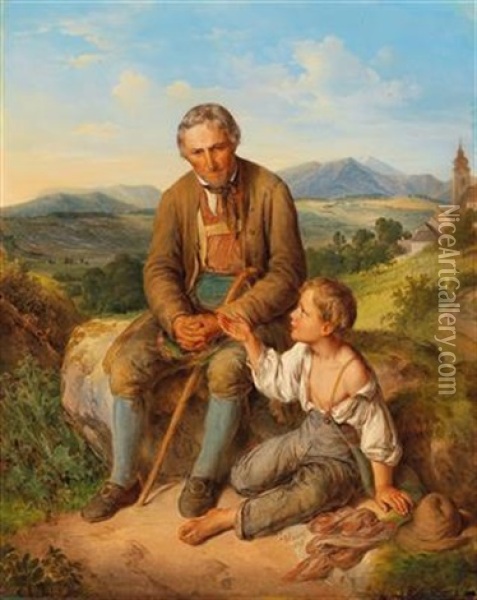 Resting Oil Painting - Johann Nepomuk Ender