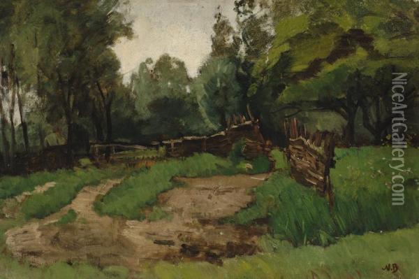 Landscape With A Fence Oil Painting - Nicolaas Bastert