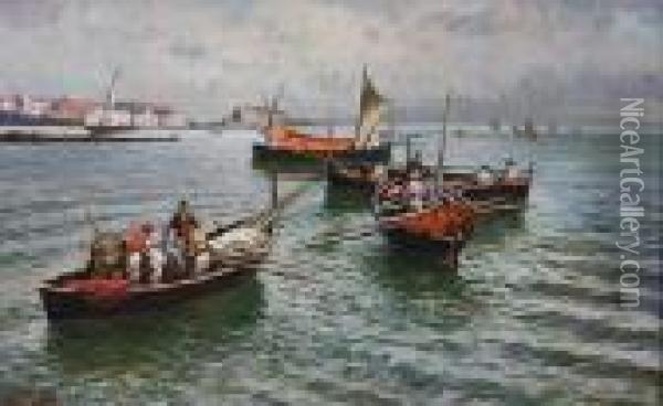 In The Bay Of Naples Oil Painting - Attilio Pratella