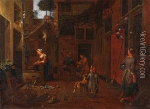 Innenansicht Eines Hofes Oil Painting - Jan Van Buken