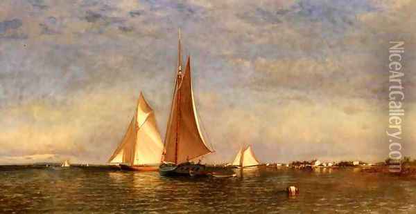 Fishing Boats on Jamaica Bay Oil Painting - Francis Augustus Silva