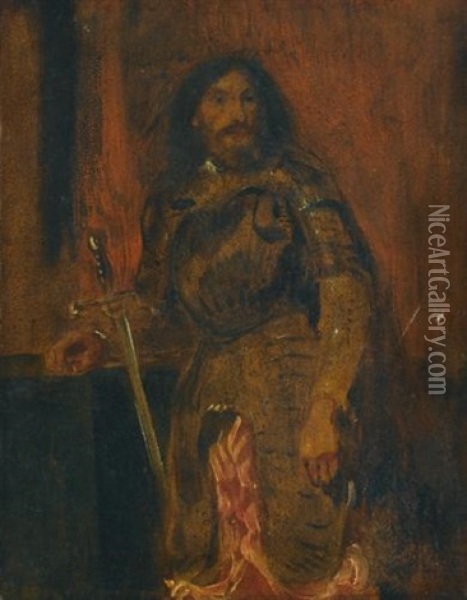 Vicentini En Armure (study) Oil Painting - Eugene Delacroix