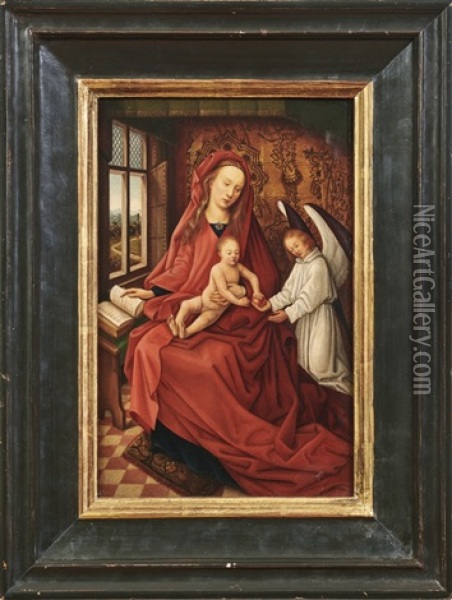 Madonna Mit Kind Und Engel Oil Painting - Hans Memling