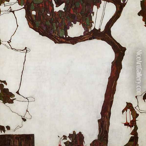 Autumn Tree With Fuchsias Oil Painting - Egon Schiele