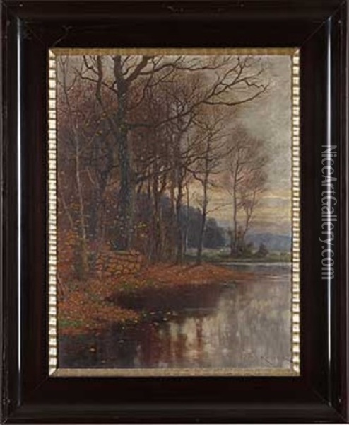 Herbstliches Flussufer Oil Painting - Elmar von Eschwege