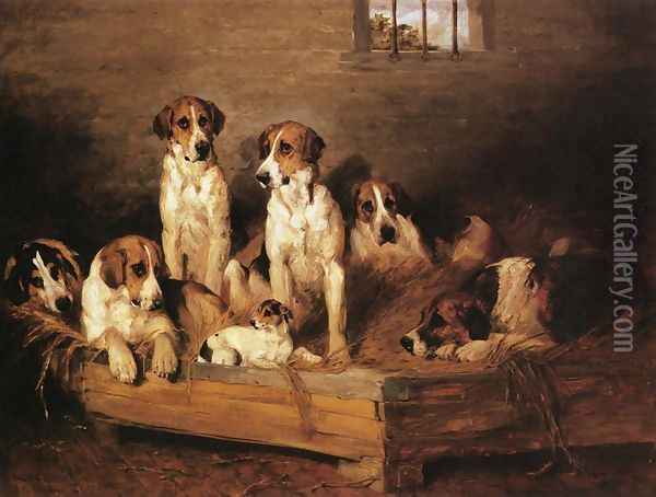 Foxhounds Oil Painting - Charles Olivier De Penne