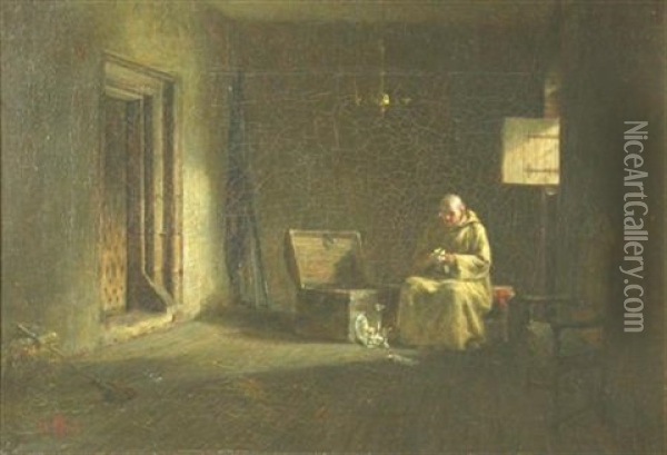 Cleaning The Church Plate Oil Painting - George Reid