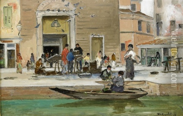 Folkliv Vid Kajen, Venedig Oil Painting - Wilhelm von Gegerfelt